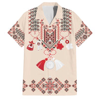 Vintage Martisor Day Martenitsa Family Matching Off The Shoulder Long Sleeve Dress and Hawaiian Shirt Traditional Romanian Embroidery No2