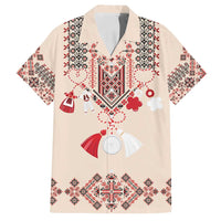 Vintage Martisor Day Martenitsa Family Matching Off Shoulder Short Dress and Hawaiian Shirt Traditional Romanian Embroidery No2