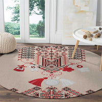 Vintage Martisor Day Martenitsa Round Carpet Traditional Romanian Embroidery No2