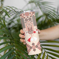 Vintage Martisor Day Martenitsa Skinny Tumbler Traditional Romanian Embroidery No2