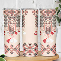 Vintage Martisor Day Martenitsa Skinny Tumbler Traditional Romanian Embroidery No2
