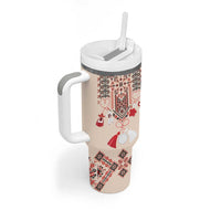 Vintage Martisor Day Martenitsa Tumbler With Handle Traditional Romanian Embroidery No2