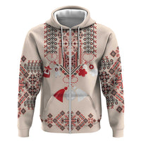 Vintage Martisor Day Martenitsa Zip Hoodie Traditional Romanian Embroidery No2