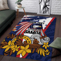 USA-American Samoa Flag Day Personalized Area Rug Bald Eagle Polynesian Tribal Pattern