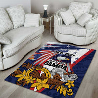 USA-American Samoa Flag Day Personalized Area Rug Bald Eagle Polynesian Tribal Pattern