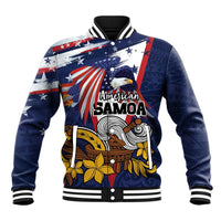 USA-American Samoa Flag Day Personalized Baseball Jacket Bald Eagle Polynesian Tribal Pattern