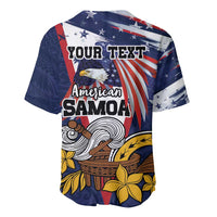 USA-American Samoa Flag Day Personalized Baseball Jersey Bald Eagle Polynesian Tribal Pattern