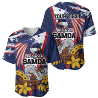 USA-American Samoa Flag Day Personalized Baseball Jersey Bald Eagle Polynesian Tribal Pattern