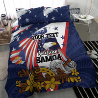 USA-American Samoa Flag Day Personalized Bedding Set Bald Eagle Polynesian Tribal Pattern