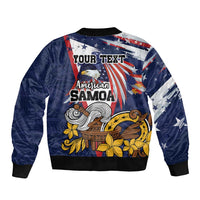 USA-American Samoa Flag Day Personalized Bomber Jacket Bald Eagle Polynesian Tribal Pattern