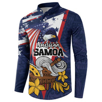 USA-American Samoa Flag Day Personalized Button Sweatshirt Bald Eagle Polynesian Tribal Pattern