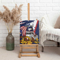 USA-American Samoa Flag Day Personalized Canvas Wall Art Bald Eagle Polynesian Tribal Pattern