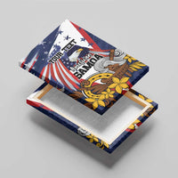USA-American Samoa Flag Day Personalized Canvas Wall Art Bald Eagle Polynesian Tribal Pattern