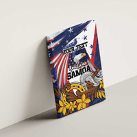 USA-American Samoa Flag Day Personalized Canvas Wall Art Bald Eagle Polynesian Tribal Pattern