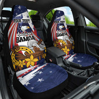 USA-American Samoa Flag Day Personalized Car Seat Cover Bald Eagle Polynesian Tribal Pattern