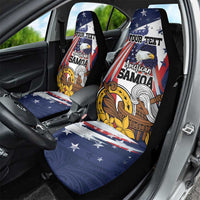 USA-American Samoa Flag Day Personalized Car Seat Cover Bald Eagle Polynesian Tribal Pattern