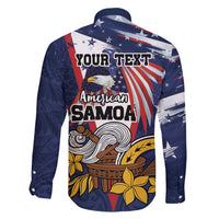 USA-American Samoa Flag Day Personalized Family Matching Long Sleeve Bodycon Dress and Hawaiian Shirt Bald Eagle Polynesian Tribal Pattern