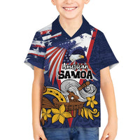USA-American Samoa Flag Day Personalized Family Matching Long Sleeve Bodycon Dress and Hawaiian Shirt Bald Eagle Polynesian Tribal Pattern