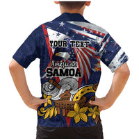 USA-American Samoa Flag Day Personalized Family Matching Mermaid Dress and Hawaiian Shirt Bald Eagle Polynesian Tribal Pattern