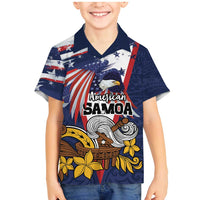 USA-American Samoa Flag Day Personalized Family Matching Mermaid Dress and Hawaiian Shirt Bald Eagle Polynesian Tribal Pattern