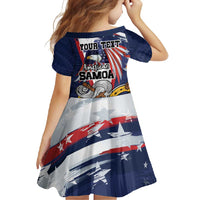 USA-American Samoa Flag Day Personalized Family Matching Off Shoulder Maxi Dress and Hawaiian Shirt Bald Eagle Polynesian Tribal Pattern