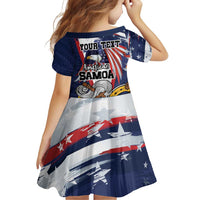 USA-American Samoa Flag Day Personalized Family Matching Puletasi and Hawaiian Shirt Bald Eagle Polynesian Tribal Pattern