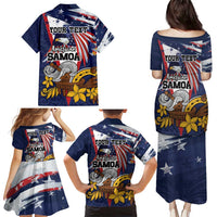 USA-American Samoa Flag Day Personalized Family Matching Puletasi and Hawaiian Shirt Bald Eagle Polynesian Tribal Pattern