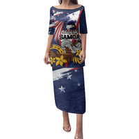 USA-American Samoa Flag Day Personalized Family Matching Puletasi and Hawaiian Shirt Bald Eagle Polynesian Tribal Pattern