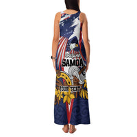 USA-American Samoa Flag Day Personalized Family Matching Tank Maxi Dress and Hawaiian Shirt Bald Eagle Polynesian Tribal Pattern