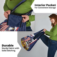 USA-American Samoa Flag Day Personalized Grocery Bag Bald Eagle Polynesian Tribal Pattern