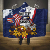 USA-American Samoa Flag Day Personalized Hooded Blanket Bald Eagle Polynesian Tribal Pattern