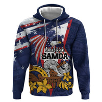 USA-American Samoa Flag Day Personalized Hoodie Bald Eagle Polynesian Tribal Pattern