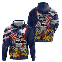 USA-American Samoa Flag Day Personalized Hoodie Bald Eagle Polynesian Tribal Pattern