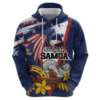 USA-American Samoa Flag Day Personalized Hoodie Bald Eagle Polynesian Tribal Pattern