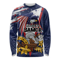 USA-American Samoa Flag Day Personalized Long Sleeve Shirt Bald Eagle Polynesian Tribal Pattern