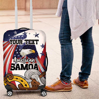 USA-American Samoa Flag Day Personalized Luggage Cover Bald Eagle Polynesian Tribal Pattern