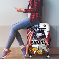 USA-American Samoa Flag Day Personalized Luggage Cover Bald Eagle Polynesian Tribal Pattern