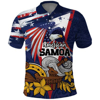 USA-American Samoa Flag Day Personalized Polo Shirt Bald Eagle Polynesian Tribal Pattern