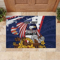 USA-American Samoa Flag Day Personalized Rubber Doormat Bald Eagle Polynesian Tribal Pattern