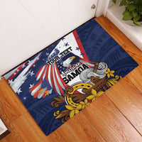 USA-American Samoa Flag Day Personalized Rubber Doormat Bald Eagle Polynesian Tribal Pattern