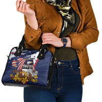 USA-American Samoa Flag Day Personalized Shoulder Handbag Bald Eagle Polynesian Tribal Pattern
