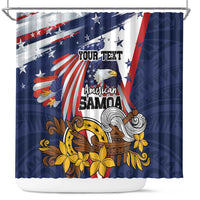 USA-American Samoa Flag Day Personalized Shower Curtain Bald Eagle Polynesian Tribal Pattern