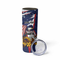 USA-American Samoa Flag Day Personalized Skinny Tumbler Bald Eagle Polynesian Tribal Pattern