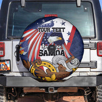 USA-American Samoa Flag Day Personalized Spare Tire Cover Bald Eagle Polynesian Tribal Pattern