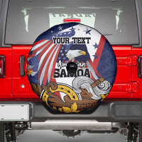 USA-American Samoa Flag Day Personalized Spare Tire Cover Bald Eagle Polynesian Tribal Pattern