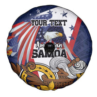 USA-American Samoa Flag Day Personalized Spare Tire Cover Bald Eagle Polynesian Tribal Pattern