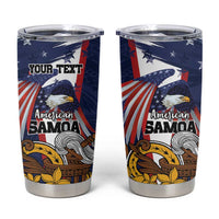 USA-American Samoa Flag Day Personalized Tumbler Cup Bald Eagle Polynesian Tribal Pattern