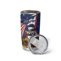 USA-American Samoa Flag Day Personalized Tumbler Cup Bald Eagle Polynesian Tribal Pattern