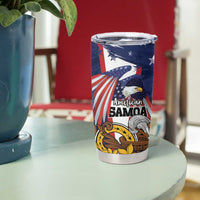 USA-American Samoa Flag Day Personalized Tumbler Cup Bald Eagle Polynesian Tribal Pattern