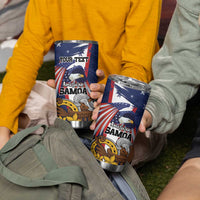 USA-American Samoa Flag Day Personalized Tumbler Cup Bald Eagle Polynesian Tribal Pattern